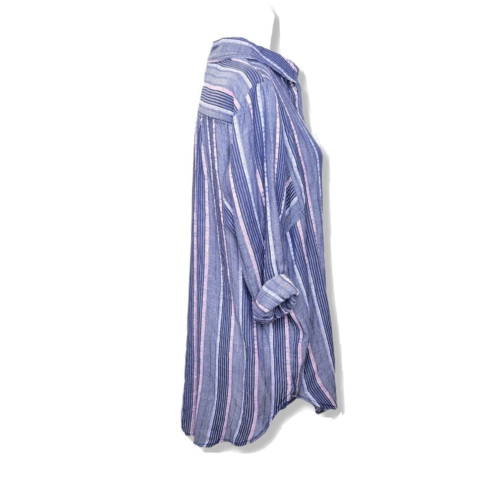 Pilcro The Bo Boyfriend Embroidered Oversized Small Button down Shirt Blue Stipe - Picture 6 of 9